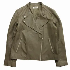 スナイデル SNIDEL ラムレザー ダブル ライダース ジャケット 羊革 シープスキン バイカー ブルゾン アウター 1/S グレージュ レディース BLM8のサムネイル