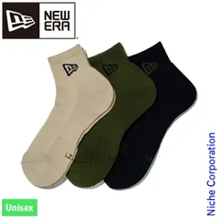 【新品】 ニューエラ  ソックス アンクル 3ペア ブラック/オリーブ/カーキ 14518189 アウトドア ユニセックス 靴下 3足組み 3足