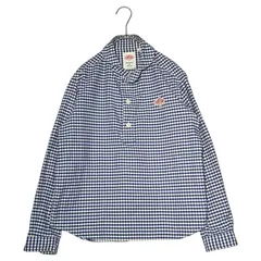 DANTON(ダントン) Round Collar Oxford Check Pullover L/S Shirt ラウンドカラー オックスフォード チェック プルオーバー 長袖 シャツ JD-3564 34(XS程度) ブルー×ホワイト