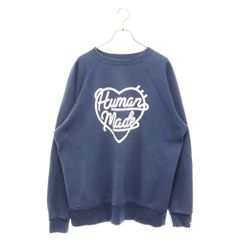 HUMAN MADE (ヒューマンメイド) RAGLAN CREWNECK SWEATSHIRT ロゴクルーネックスウェットトレーナー ネイビー