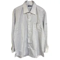 Z1520 BURBERRY LONDON バーバリー ロンドン シャツ 長袖 千鳥 模様 チェック グレー ホワイト メンズ M