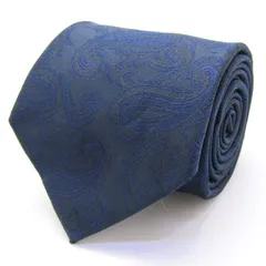 タカキュー ブランド ネクタイ 総柄 ペイズリー 幾何学模様 PO メンズ ネイビー TAKA Q 【中古】