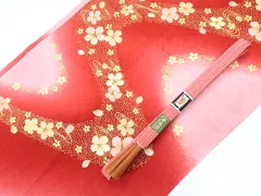 【一輝堂】【着物】和装小物 帯揚げ帯締めセット 帯揚 帯締 金彩 花文 草木染め 笹浪組 25w06-7802