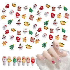 【数量限定】ネイルパーツ クリスマス 約70セット 可愛い サンタ 雪だるま クリスマスツリー トナカイ ベル 3D 立体 大きい ネイルパーツ ストーン ネイルアート ジュエリーパーツ 手芸 ハンドメイド デコパーツ ネイル飾り (カラフル A)