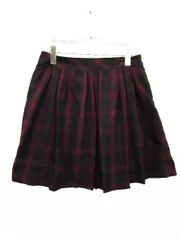 アースミュージック&エコロジー EARTH MUSIC & ECOLOGY スカート フレア プリーツ ひざ丈 チェック M 紫 パープル