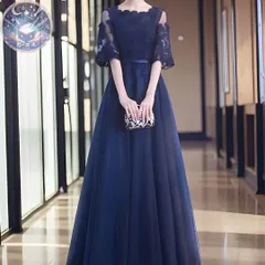 新品 未使用 お花のデザインが可愛いチュールスカートの袖ありロングドレス