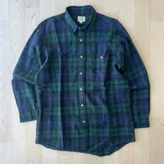 De-Raffine Vintage グリーン チェック柄シャツ 緑 ウール