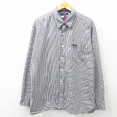 XL/古着 トミーヒルフィガー トミージーンズ 長袖 ブランド シャツ メンズ コットン 紺他 ネイビー チェック 25mar14 中古 トップス