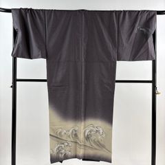袋帯 秀品 やまと 振袖向き 辻が花 椿 箔 紫 六通 正絹 【中古