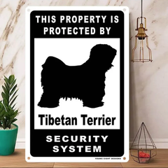 雑貨【Tibetan Terrier/チベタン・テリア】  Dog ドッグ  犬    メタルポスタ―　Security  セキュリティー 警告  ヤードサイン メタルプレート  ブリキ看板  -203