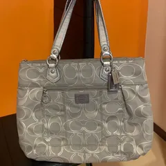 コーチ シグネチャー ジャカード シルバーグレー トート ショルダーバッグ H1120-18367
