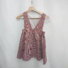 ◇ ⊂ KUMIKYOKU キッズ チェック柄 膝丈 ワンピース サイズ120 レッド オレンジ系 女の子 E  【1502180003516】