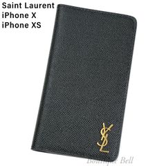 【Saint Laurent】サンローラン YSLロゴ iPhoneＸ iPhoneXS 手帳型ケース ブラック 559368 BOW0J