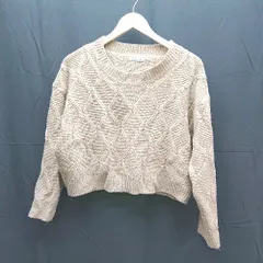 ◇ JULIA BOUTIQUE 無地 アクリル シンプル ショート丈 長袖 ニット セーター サイズ表記なし ブラウン レディース E  【1304050049705】