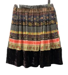 コムデギャルソン COMME des GARCONS タオ tao 2009年製 パリコレ コレクション着用 ベロア ウエストゴム ポケット付 日本製 ブラウン系 3D-S032 スカート 花・植物 マルチカラー XSサイズ 104LB-44