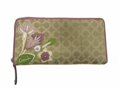 コーチ COACH 総柄 長財布 ウォレット 総柄 装飾 花柄 フラワー ブラウン×ピンク ■GY14