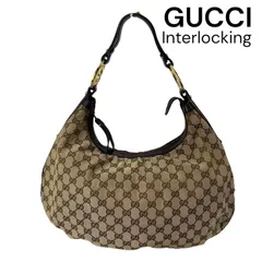 ●美品 グッチ GUCCI インターロッキング ホーボーバッグ ショルダー GGキャンバス レディース 5D877