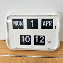 【EL5】　TWEMCO　QUARTZ　クロック　ホワイト　置き掛け 兼用 時計　パタパタ時計　QD-35　KT9842