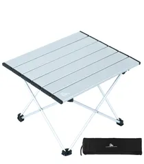 キャンプ テーブル ミニローテーブル 折畳テーブルアルミ製 耐荷重30kg 超軽量 アウトドアテーブル コンパクトソロキャンプ BBQ 登山 iClimb ツーリング 収納袋付き (シルバー-M)のサムネイル