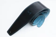 最終価格　MOODY STRAPS 2.5\" Long Black/Cream Faux Gator Leather Backed Guitar Strap. 2.5