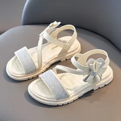 ☆ ベージュ ☆ 34（21.5CM） ☆ 夏 子供 サンダル 女の子 サンダル フォーマル 女の子 フォーマルシューズ キラキラ キッズサンダル 子供 かわいい りぼん 子ども用 子ども おしゃれ 