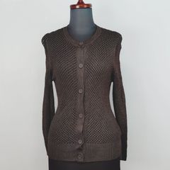 DAMA collection　ダーマコレクション　S サイズ　カーディガン　シルク100%　ブラウン　メッシュ