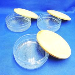 ガラス容器　木製容器　キャニスター　ガラス　木製蓋　日本製　３個セット　新品未使用