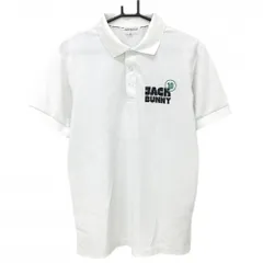 【美品】ジャックバニー 半袖ポロシャツ 白×黒 後ビッグプリント メンズ 5(L) ゴルフウェア 2023年モデル Jack Bunny