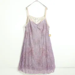 【新品】エルカーマ★キャミソールワンピース　総レース 大きいサイズ3L パープル系 z13196