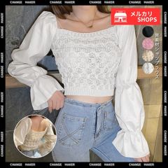 シャツブラウス スクエアネック レディース 長袖 ショート丈 ニットトップス ドッキング 異素材 春 肩出し ニット 着やせ オフショル ドッキングプルオーバー 女性らしい お洒落 ブラック ホワイト ベージュ ピンク CH80ZHUIMENG-008
