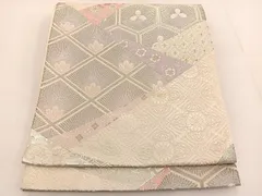平和屋着物◎六通柄袋帯　唐織　切嵌若松文　銀糸　正絹　逸品　BAAT3634ui