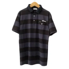 アディダス adidas テーラーメイドゴルフ ポロシャツ ボーダー 半袖 M 紺 ネイビー