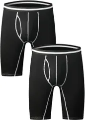 Y's factory ロングボクサー パンツ メンズ 2枚セット 前開き 5分丈 フィット 快適 インナー 下着 肌着 着心地 肌触り 通気性 吸汗速乾 ストレッチ Mサイズ( ブラック/ブラック,  M)