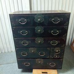 古いタンス ◯ 時代箪笥 箪笥 タンス レトロ アンティーク 木製 鍵 割れあり