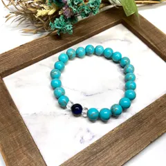 ブルータイガーアイ&ターコイズ ブレスレット パワーストーン / 虎目石 メンズ レディース 男性 女性 金運 仕事運 成功 お守り ハンドメイド ★