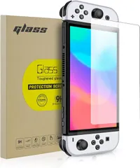 Nintendo Switch 有機ELモデル OLED用 アンチグレア 2.5D 強化ガラス 液晶フィルム さらさら 耐衝撃 9H 極薄0.33mm ラウンドエッジ加工 指紋 汚れ付着防止 反射防止 飛散防止 気泡ゼロ 旭硝子 クリア、ブルーライトカット