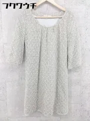 ◇ ◎ DOUX ARCHIVES ドゥアルシーヴ ウエストリボン付き ニット 七分袖 ミニ ワンピース サイズM グレー レディース 【中古】 【1002798475724】