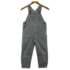 miki house ミキハウス ヒッコリーオーバーオール size5/ホワイト×ネイビー