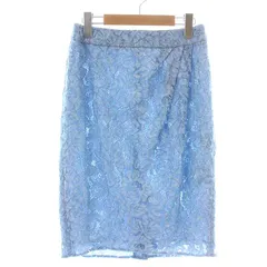 エポカ EPOCA E THE SHOP タイトスカート ひざ丈 レース タック 38 S 水色 /NW27