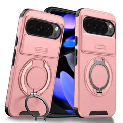 【人気商品】ピンク 携帯ケース Pro Pro 9 9 9 9/ピクセル ピクセル 車載ホルダー対応 R-LK-Pixel9-9Pro-05 スタンド機能 落下保護 滑り止め 軽量 ワイヤレス充電 TPU+PC スライドカメラカバー レンズ保護 米軍MIL規格