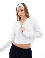 【送料無料】 コットンオン レディース カーディガン アウター Cotton On zip it good hood knit cardigan in white WHITE