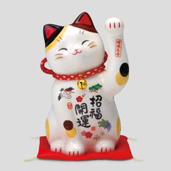 薬師窯 彩絵金運来福 招福開運招き猫(鈴付・大)(貯金箱) 招き猫　 置物 陶器　縁起物 雑貨 インテリア ギフト プレゼント かわいい おしゃれ 新築祝い 結婚祝い お祝い 母の日 父の日 敬老の日 記念品 7613/7614