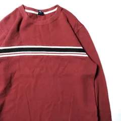 00's ギャップ GAP チェスト ボーダー コットン サーマル Tシャツ (L) エンジ系 ライン入り ロンT クルーネック 00年代 旧タグ オールド　アメリカ古着 USED  ビンテージ ヴィンテージ