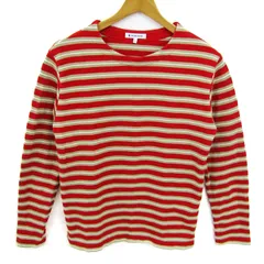 グローバルワーク 長袖Ｔシャツ トップス ボーダーT コットン メンズ Sサイズ 赤×ベージュ GLOBAL WORK 【中古】