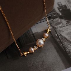 【Susy.】【天然パール】シンプルクリスタルデザインネックレス