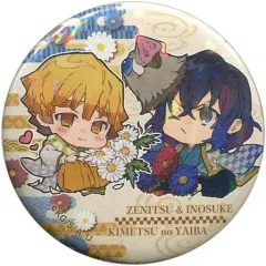 【中古】バッジ・ピンズ 我妻善逸＆嘴平伊之助 「鬼滅の刃 トレーディングホログラム缶バッジ 誕生花ver.」