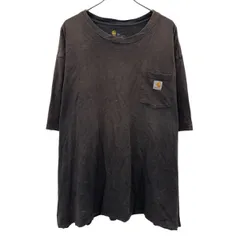 Carhartt 半袖 ロゴTシャツ 3XL ブラック系 カーハート プルオーバー ビッグサイズ 胸ポケット カットソー 古着卸 アメリカ仕入 a706-5384