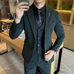 [L (]春 コーデ メンズ  服 シンプル ファッション オシャレ 大人 かっこいい 大きいサイズ ストリート 紳士服 ハイエンド スーツ ビジネス カジュアル 無地 1つ ボタン スリム 結婚式