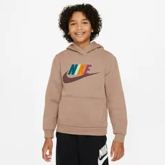ナイキ キッズ ジュニア スウェット パーカー 130-160cm 子供服 NIKE YTH クラブ フリース プルオーバー パーカ 子ども 長袖 裏起毛 スエット フーディ スポーツ  トップス キッズパーカー ブラウン系 服 nike/FD2988-201