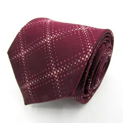 コムサメン ブランド ネクタイ シルク 格子柄 ドット柄 PO メンズ ワインレッド COMME CA MEN 【中古】